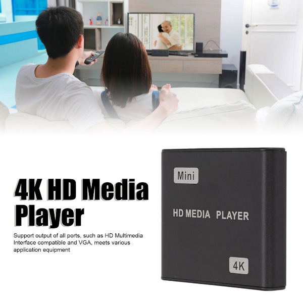 4K HD Mediaspelare Mini Streaming Mediaspelare med Fjärrkontroll och LED-Indikator