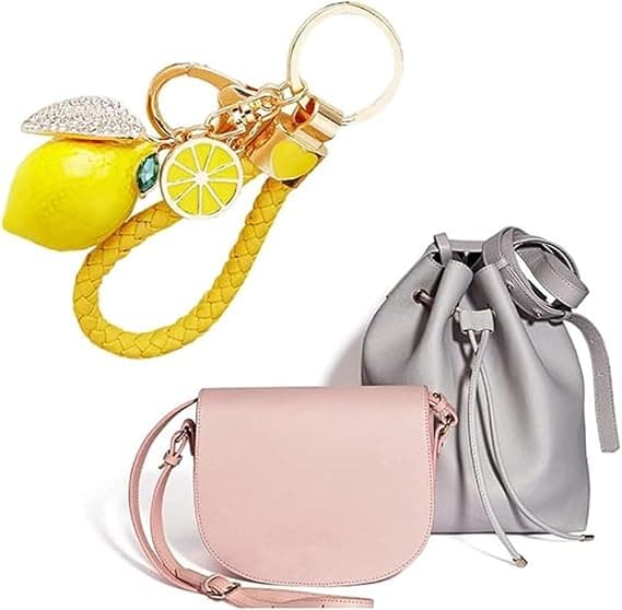 Cute Lemon Keychain Small Lemon Crystal Rhinestone Keychain Fruit Keychain Suitable for Wallet Bag Backpack Car Accessories Gift[TT]