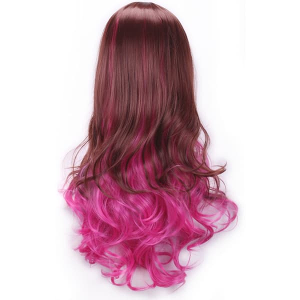 70 cm Mode Dam Lång Gradient Färg Lockig Vågig Syntetisk Hår Fest Cosplay Peruk