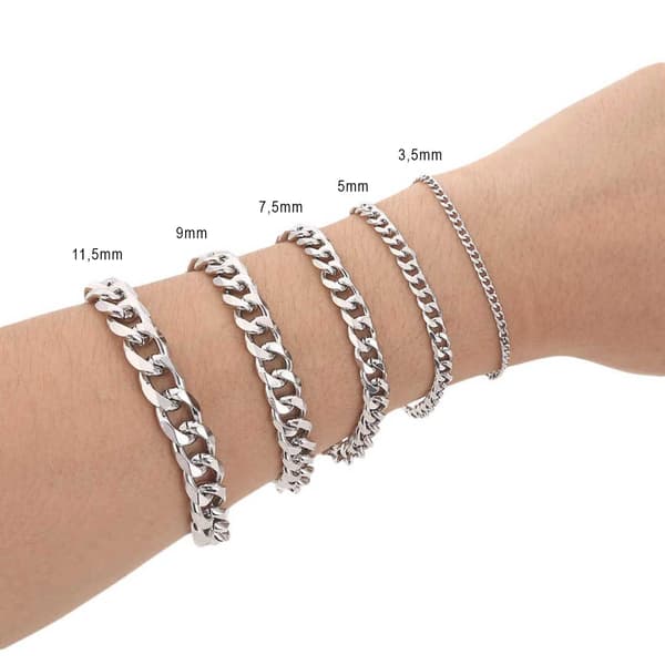 Panserlænke Armbånd Kædearmbånd Sølv 11,5 mm