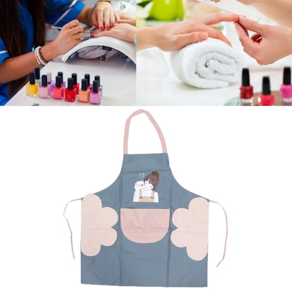 Beauty Girl Pattern Cosmetics Apron Waterproof Baking BBQ Cooking Apron with PocketGray