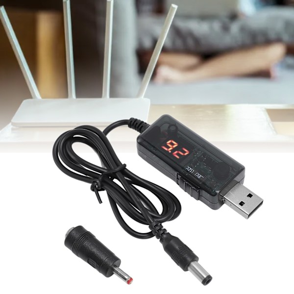 Powerbank Routerkabel 9V 12V HD Digital Display USB Powerbank Router Boost-kabel för Optiskt Modem