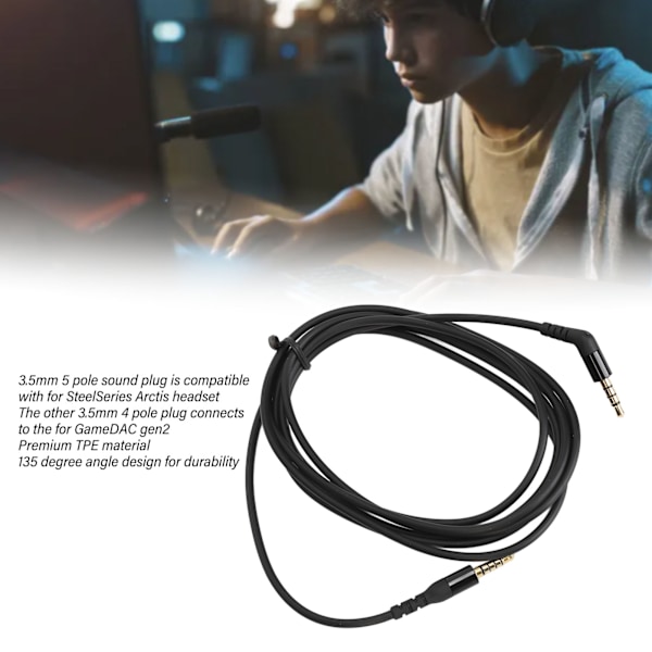 Hörlurskabel 3,5 mm Plugg HiFi Ersättningssladd för SteelSeries Arctis Nova 7 Arctis Nova Pro 2 m