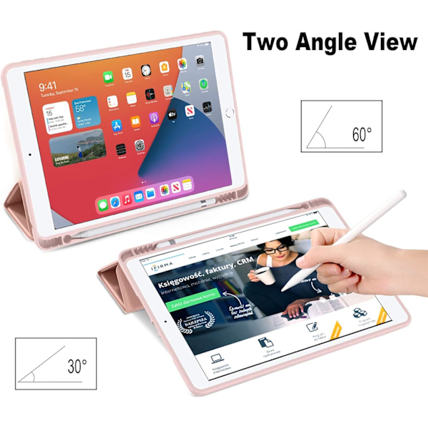 Fodral Kompatibelt med iPad 10.2 Tum 2021/2020 iPad 9:e/8:e Generationen & 2019 iPad 7:e Generationen med Pennhållare, Skyddsfodral med Mjuk TPU
