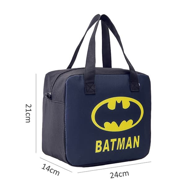 Insulated Lunch Bag for Kids with Cartoon Characters, Foldable and Portable Lunch Box Batman