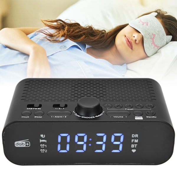 Väckarklockradio LED-display Basmembran Justerbar Ljusstyrka DAB FM Digital Väckarklocka för Hemmet