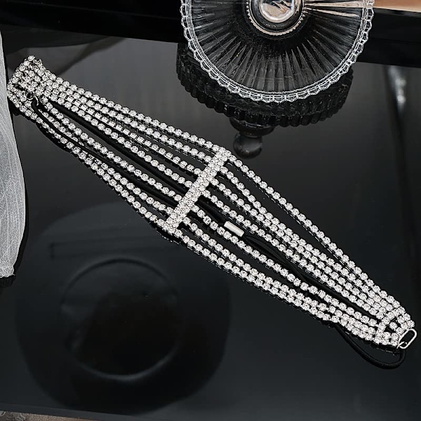 Glittrande Strass-tofs, Glamorösa Dag- och Kvällslooks för Kvinnors Skalbara Hårnål med 7 Rader Strass, Glänsande och Enkel Smyckesdesign för