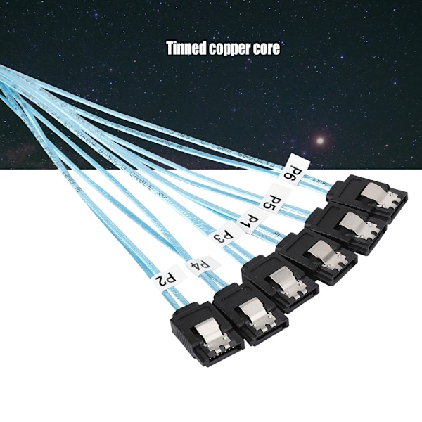6-port 1m 6.0Gbps SATA3.0 Flätad Datorlåda Hårddisk Datakabel 6-in-6-ut