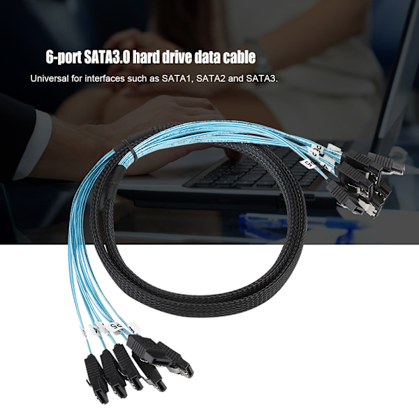 6-port 1m 6.0Gbps SATA3.0 Flätad Datorlåda Hårddisk Datakabel 6-in-6-ut