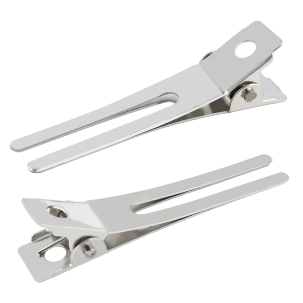 Mångsidiga hårfriseringsklämmor med dubbla stift, enkel hårglidning, slät yta, rostbeständig, hållbart grepp, runda dubbla stift (50 st, silver)