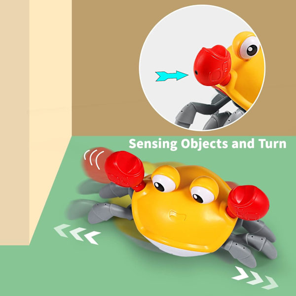 Sensing Crawling Crab, Tummy Time Baby Toys, Interactive Walking Dancing Toy med musikljud och ljus, Spädbarns roliga födelsedagspresenter Toddler , Orange