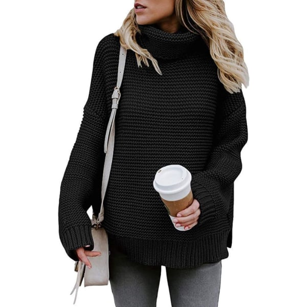 1 STK rullekrave sweater--sort Black S