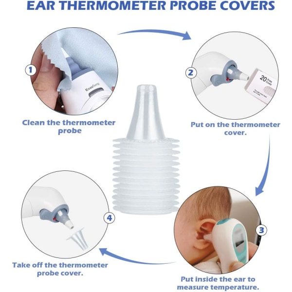 60 erstatningsbeskyttende hetter for alle modeller av øretermometre, øretermometerdeksler og andre typer digitale termometre 100 Stück