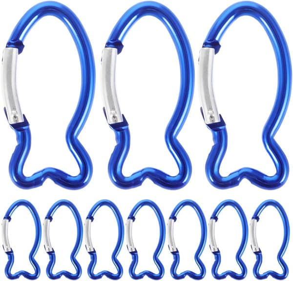Fish Carabiner: 10 Pcs 5.94 cm Mini Carabiners - Fish Shaped Keychain Clips - Aluminum Quick Release with Automatic Locking[TT]