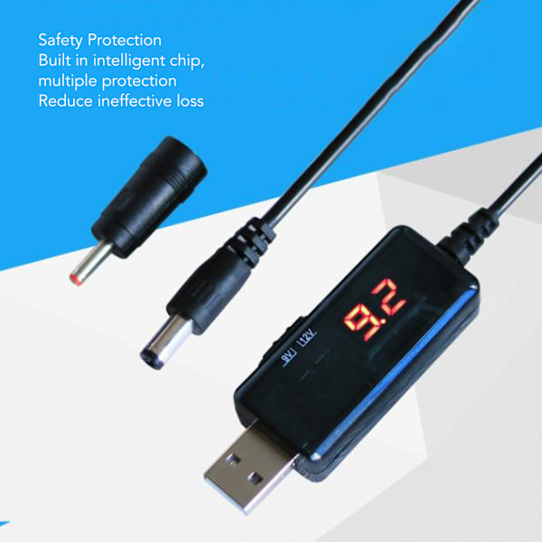 Powerbank Routerkabel 9V 12V HD Digital Display USB Powerbank Router Boost-kabel för Optiskt Modem
