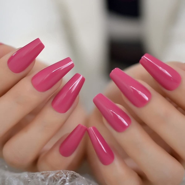 Perfekt för speciella tillfällen Nagelkonst, 24 st Press On-naglar för kvinnor med trendig Ballerina Lång Kistform, Inkluderar enkla appliceringsverktyg