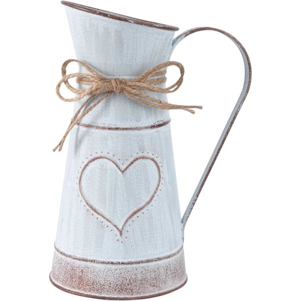 Vintage Blomvas Hjärta Mjölkkanna Järn Blomkruka Shabby Chic Deco Country House Vas Rustik Blomsterhink Metallhink Planteringskruka Kaktuskruka för Linienherzform 21X10cm