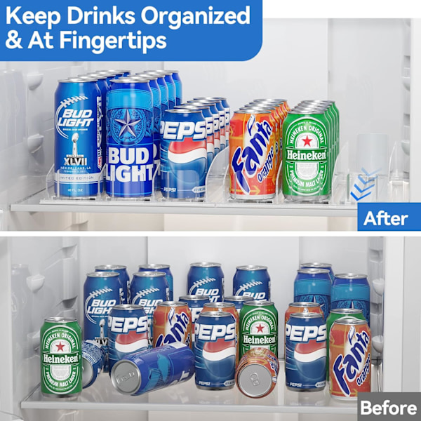 Organizer för kylskåp - [Stabilize-Speed ​​Damper] Automatisk Pusher Glide Soda Dryckesburk Dispenser Beverage Organizer för kylskåp 14,96"D,