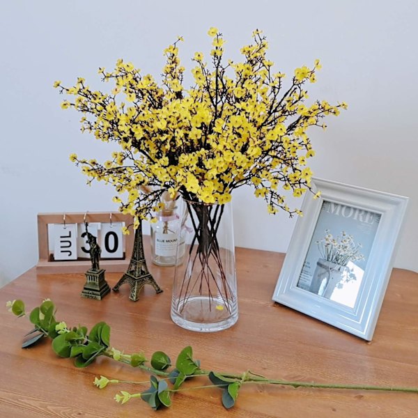 6 Stk Efterår Faux Blomster Falske Babys Breath Blomst Bulk Kunstig Gypsophila Buket Silke Blomsterarrangementer Centerpieces for Home Køkken Soveværelse Yellow