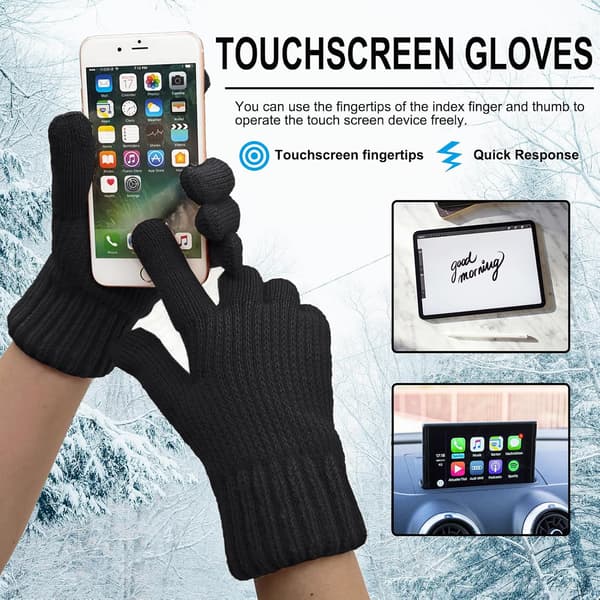 Women's Winter Warm Gloves, with Thick Knitted Fleece Lining, Soft and Warm