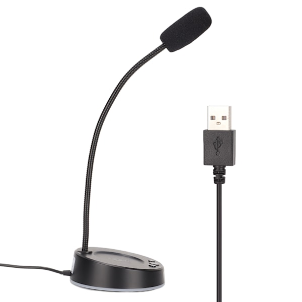 Skrivbordsmikrofon Brusreducering 360 Graders Metallslang Anti-interferens RGB USB Datormikrofon för Kontorsmöten