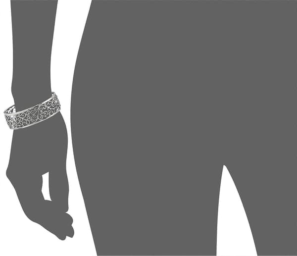Sterling Sølv Filigran Åben Manchet Armbånd, 6.5