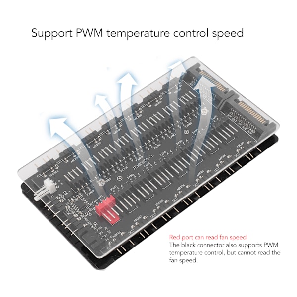 2 i 1 16-vägs ARGB PWM Fläkthubb SATA-gränssnitt Strömförsörjning Magnetisk 4-Pin PWM 3-Pin ARGB Chassifläkt Hubb med Akrylhölje