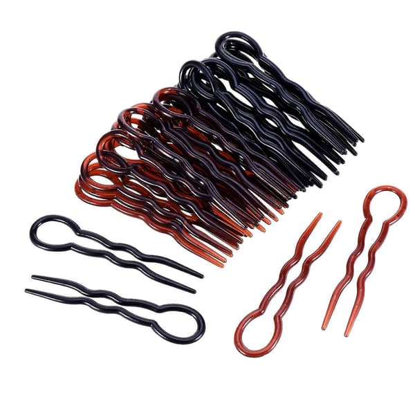 36 Stykker Plast U-Formede Hårnåle Hårstyling Grip Pins (Sort & Brun)