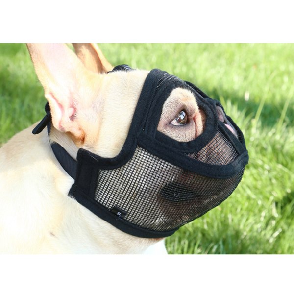 Hund nosparti Justerbart ventilerande mesh Bulldog nosparti för hund Anti Biting Tuggande skällande