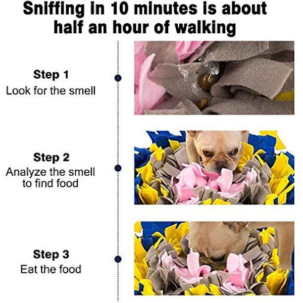 Sniffende tæppe Hund Snifsemåtte Lugt Træning Snifsetæppe Søg Tæppe Hundeforureningsfrit Hundelegetøj Intelligens Fodermåtte Sniffende tæppe Kat Blau