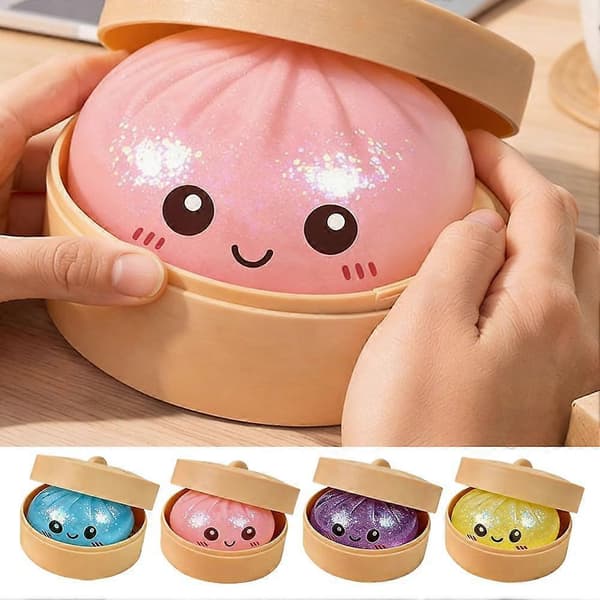 Glitter Dumpling Squishy Box Set Mjuk för Stresslindring Sensorisk Lek Present Blue