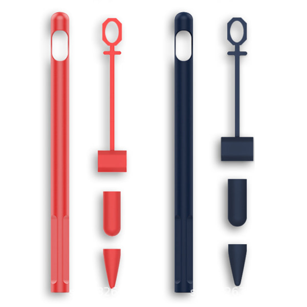2-pack silikonfodral kompatibel för Apple Pencil 1st Gen, mjukt skyddande grepp anti-halk Red+dark blue