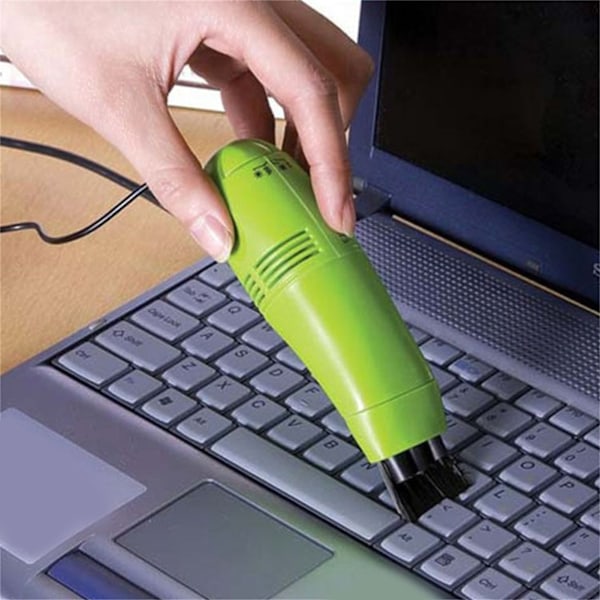 USB Mini Dammsugare Lågt Ljud Stor Kapacitet Portabel Tangentbordsrengörare för Datortangentbord Grön