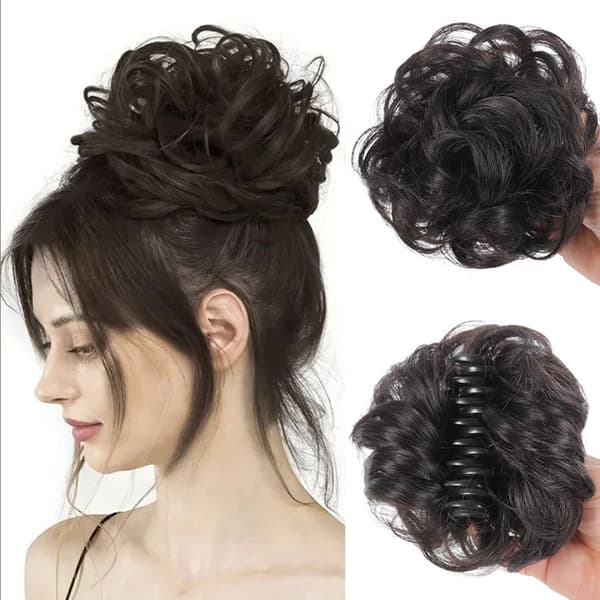 Kudde Hår Peruk Scrunchy Clip-in Lockig Knut Lazy Updo-No.4