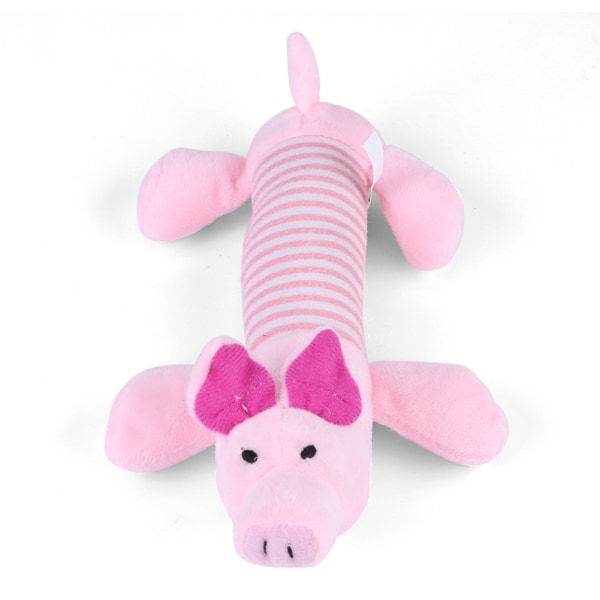 3 Different Animal Shape Types Pet Toy Puppy Chew Squeaky Plush Sound for Gift Pink Pig