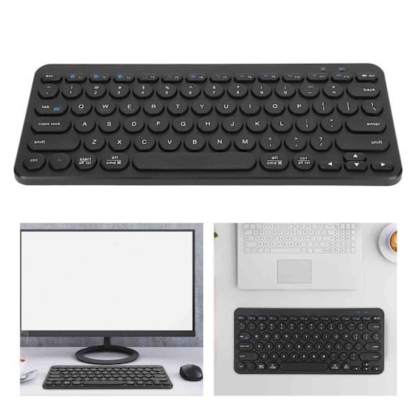 Trådlöst tangentbord 78 tangenter Runda tangenter Slim Kompakt Retro Tyst Bluetooth-tangentbord för hemmakontor Resor Svart