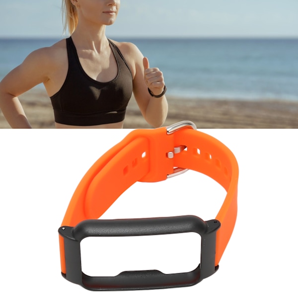 Watch Band with Case 20mm Waterproof Soft Silicone Adjustable Size Lightweight for OPPO Free Orange + Black Shell