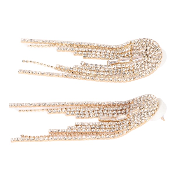 2PCS Rhinestone Dangling Tassel Örhängen Fashionabla Bröllop Brud Tassel Dangle Drop Örhängen för Kvinnor och Flickor Guld