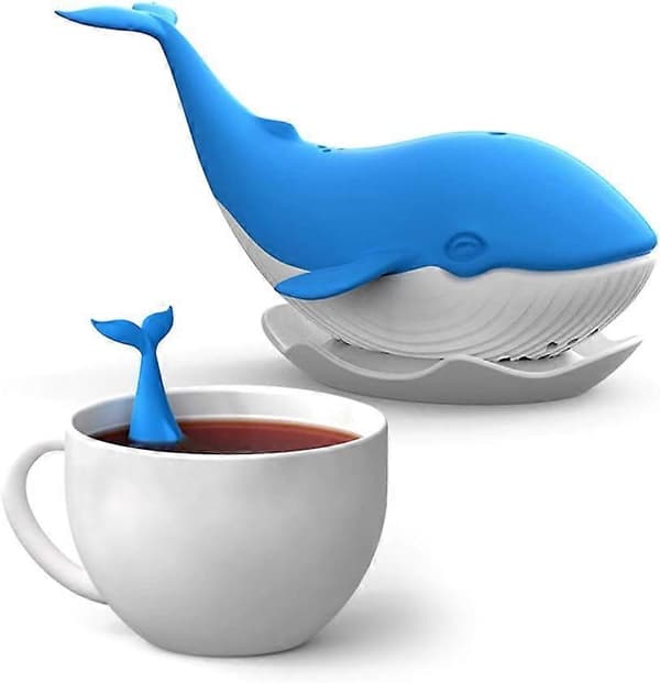 Silicone Tea Strainer, Tea Infuser, Large Blue Whale Shape, Food Grade Silicone Tea Infuser, Fun and Creative Loose Leaf Tea Strainer with Fine Mesh