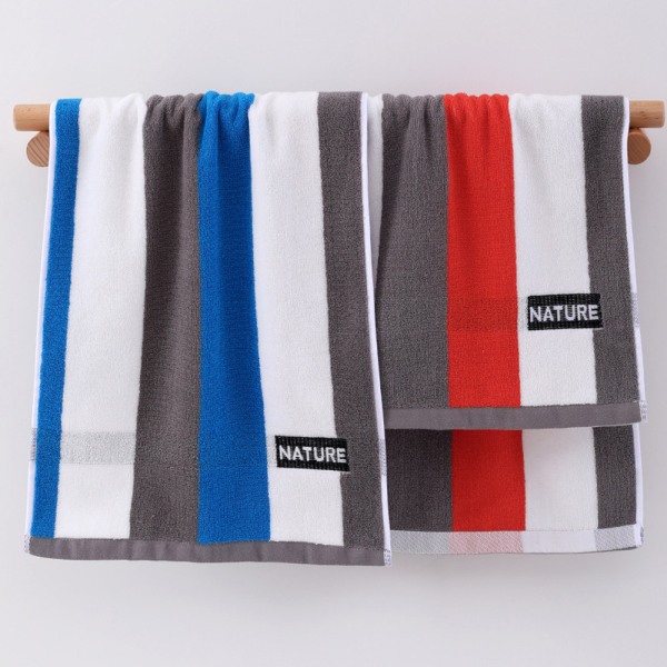 Håndklær sett med 2 stripete mønster, bomull myk absorberende håndkle for bad, 34*72cm