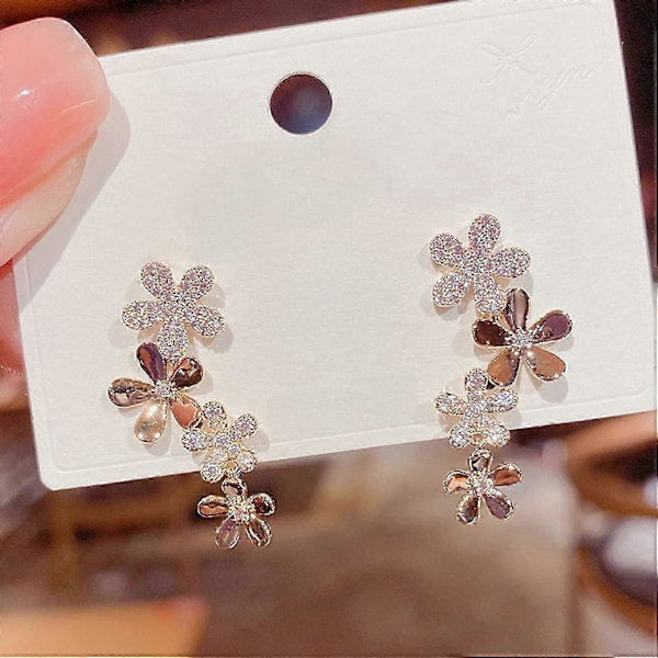 Delikate bøyleøreringer Blomster Dingle Statement Øredobber Blomsterlappeteppe Øredobber Boho Dråpeøreringer Statement Stud Øredobber for