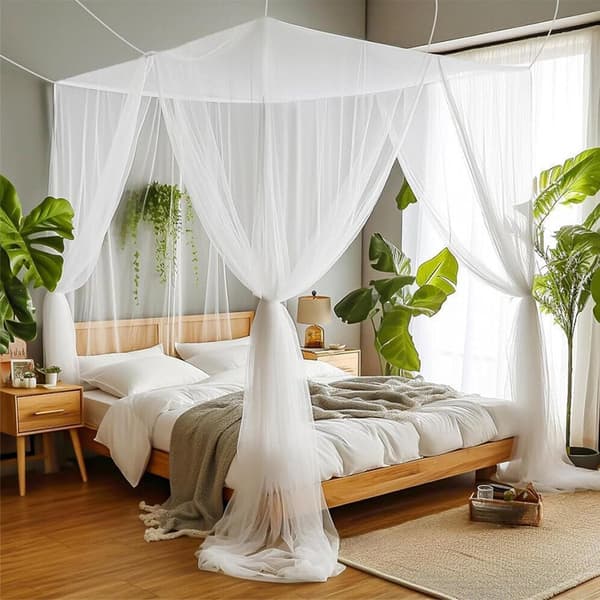 Square Mosquito Net for Bedspread, Canopy Bed, Single to Super King Size Beds, Large Square Curtains, Easy to Install