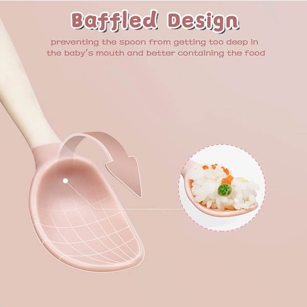 Silikon Babyskedar, Böjbara Lärande Bestick för Småbarns Självmatningsresa, Ergonomisk Design med Enkelt Grepp, Hudvänliga &amp; BPA-fria