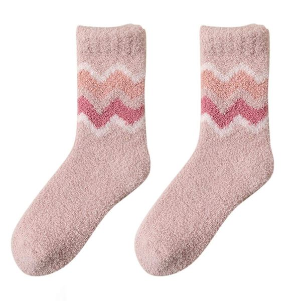Vinterstrømper til kvinder efterår og vinter mellemlange strømper koralfløjl fortykkede varme strømper pullover strømper pink