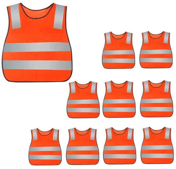 10-pack refleksvester for barn med elastisk bånd, høy synlighet [ZHE]