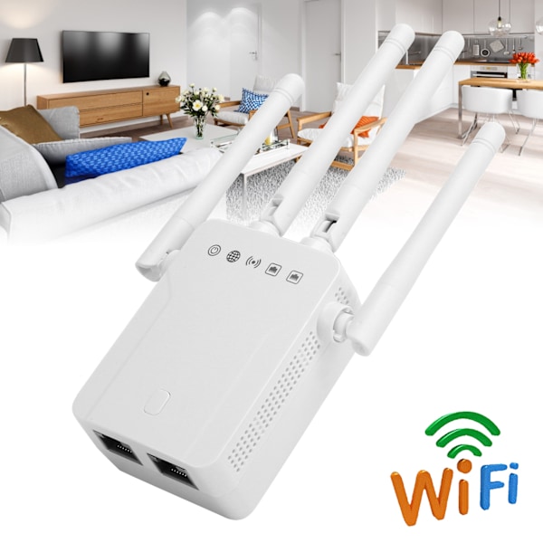 2.4GHz 300Mbps Trådlös Repeater 4 Externa Antenner WiFi Räckviddsförlängare ZF-3Z06 100-240V