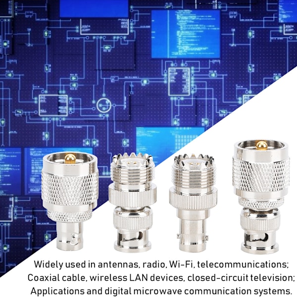 4 st UHF till BNC Nickelpläterad Koppar Kontakt Adapter 50 Ohm för Antenn Radio WiFi Trådlöst LAN