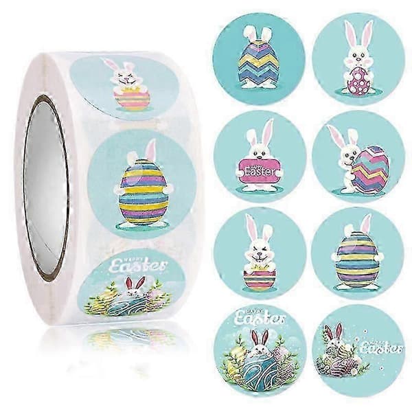Easter Stickers Kids Round Rabbit Roll Stickers Party Decorations Gifts[D]