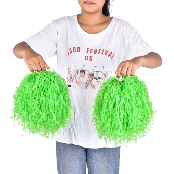 1 Pair Cheerleader Aerobics Pom Poms Pompoms for Dance Party School Sports Competition (Green)