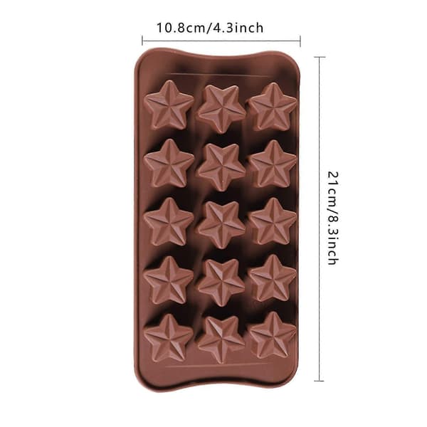 2 stk. stjernechokoladeforme silikone 15 hulrum søde forme stjerne voks smelter forme valentinsdag slikforme mini stjerneforme non-stick vingummi isforme